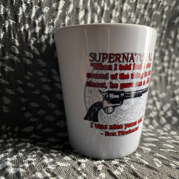 Supernatural Themed White Shot Glass - Picture 4 of 5